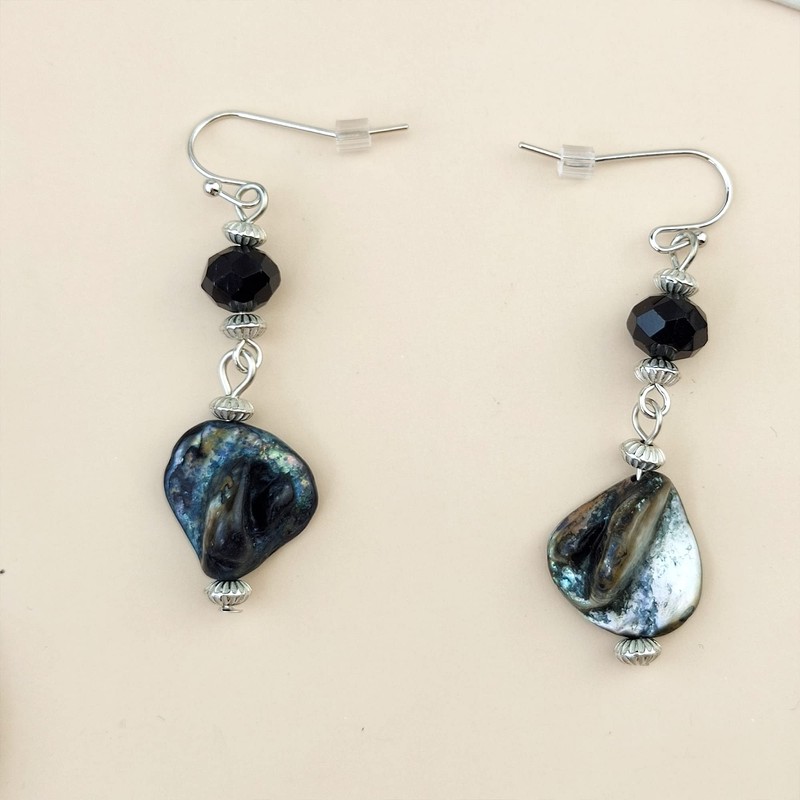 BOCAR 2 Strand Statement Choker Shell Necklace and Earring Set