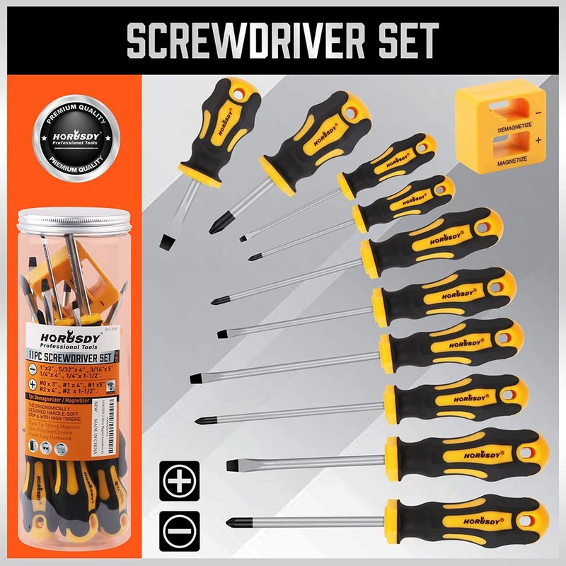 HORUSDY Screwdriver Set | 11-Pieces | 5 Flat & 5