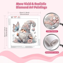 Bowetile Special Shape Diamond Art Painting Kits for Adults Beginners, Gnome Diamond Art Painting Kits, 5D DIY Diamond Crystal Rhinestones Gem Art for Adults, Home Wall Decor 12×12 Inch