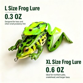 Frog Lures for Bass Fishing, 5 Pack XL & L Size Topwater Hollow Body Weedless Frog Baits with Double Hooks for Freshwater Fishing