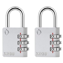 Zarker XD35 Combination Lock, 3-Digit Padlock for School Gym Sports LockerLock, Fence, Toolbox, Case, Hasp Storage (2-Pack, Gray)