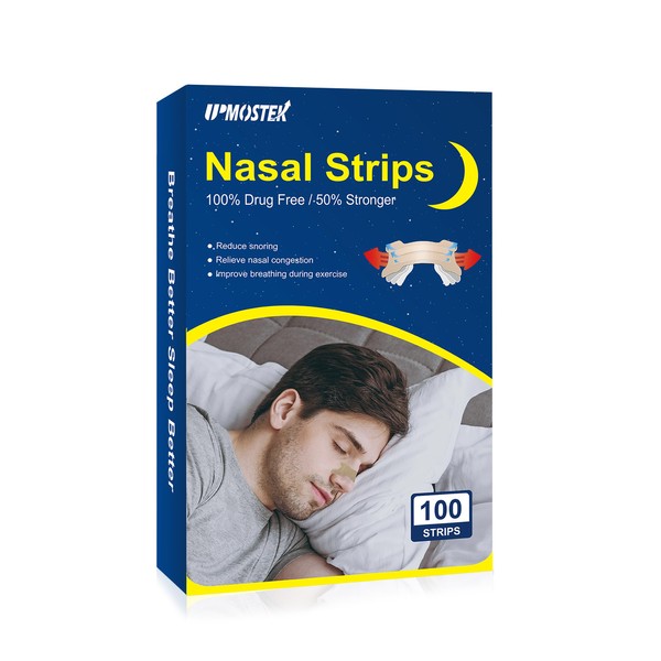 Snoring Nose Plasters, Pack of 100, Extra Strong Sleep Plasters, Nose Strips Against Snoring, Relieve Nasal Congestion Due to Running, Allergies, Nose Strips for Sports and Sleep (71 x 25 mm)