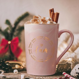 Joymaking Christian Gifts for Women Boyfriend Religious Gifts Inspirational Spiritual Birthday Gifts for Women Coffee Cup with Bible for Women, 400 ml, Pink