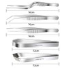 5 Pieces Kitchen Tongs, Chef Tongs Set, Stainless Steel Inclined