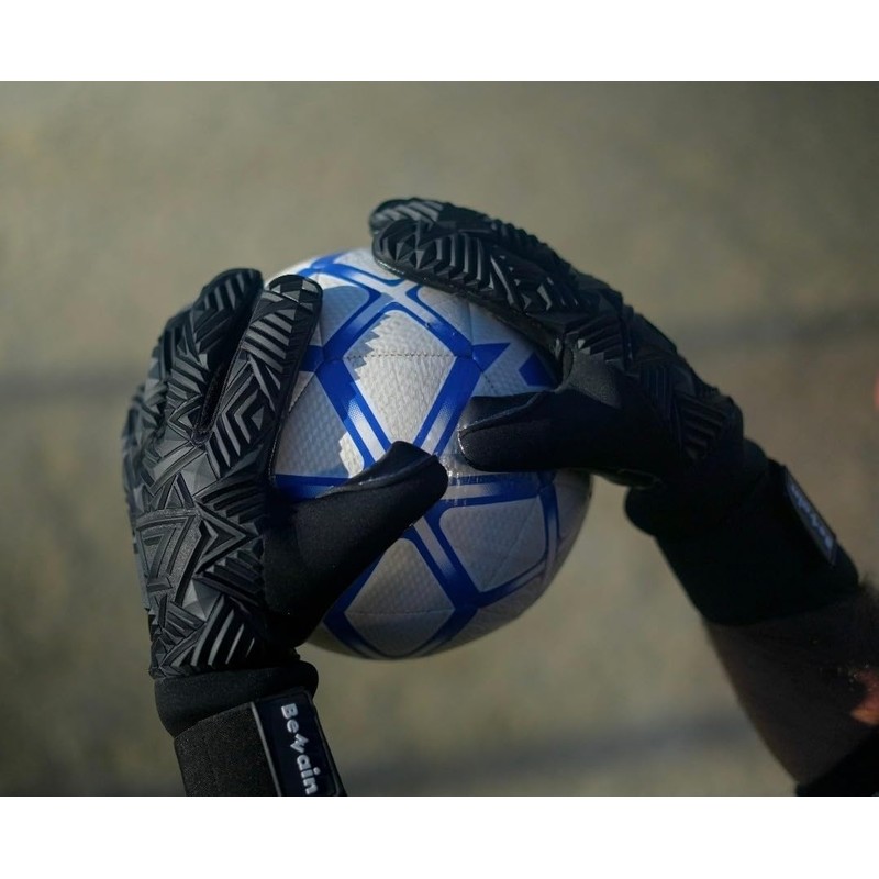 Bezain Professional Goalkeeper Gloves Black 3D Texture Size 7-10 (Size