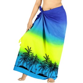 LA LEELA Women's Beachwear Summer Swimsuit Bikini Beach Sarong Coverups for Women Swim Cover Up Wraps Swimwear One Size Fountain, Palm Tree