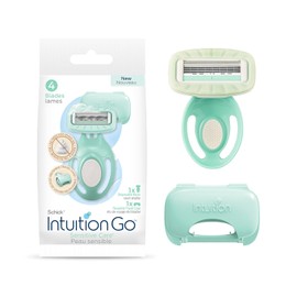 Schick INTUITION Go - Maquinilla de afeitar desechable para piel sensible, 1 unidad, maquinilla de afeitar para piel sensible, maquinilla de afeitar desechable para mujer con aloe orgánico, maquinilla