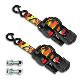 ANLULOAD 2 Packs Retractable Ratchet Straps (1.5in x 12.3ft),Cargo Strap Tie Downs for Trunk, Garage Motorcycles, Atvs,Trailers-WLL1,102LbS,BS:2,204Lbs（Camouflage Colour）