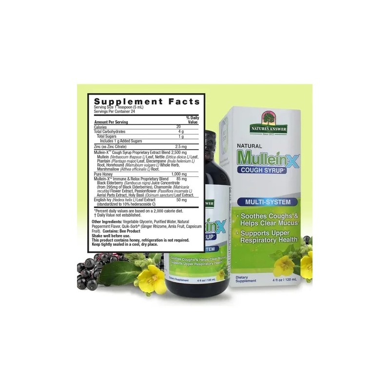 Natures Answer Jarabe Vías Respiratorias Mullen-X Sin Sabor 120ml