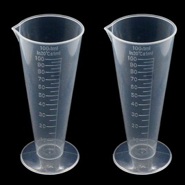 YXQ 100mL Plastic Graduated Measuring Cup Capacity Beaker Cone Shape Round Base Labs Kitchen Clear, 2Pcs