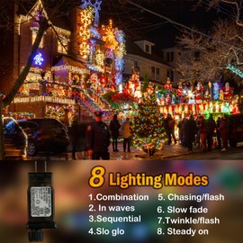 QHLXJYY 98FT Outdoor Christmas Lights 300 LED Christmas Lights with 8 Modes Timer Waterproof Led String Lights Plug in Christmas Decorations Outdoor Indoor for Holidays Party Wedding Xmas Home Decor