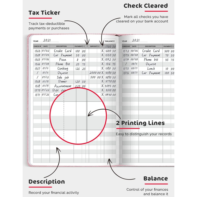 molekaus Check Registers for Personal Checkbook A5, 5.8" x 8.3"
