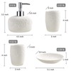 Bathroom Accessories Set with Embossed Design 4PCS, Ceramic White Bathroom