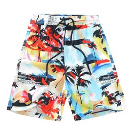 UWBACK Boys Swim Trunks Quick Dry Stretch Kids Swimwear Toddler Beach Board Shorts Coconut Tree Size 7T