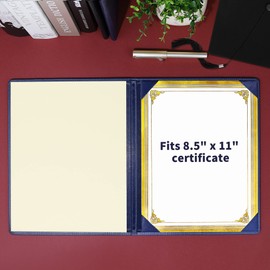 SUNEE Imprinted Diploma Cover 8.5''x 11'' Leatherette Padded Diploma Holder Graduation Certificate Covers Letter Size (Navy Blue)
