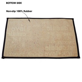 PET RAGEOUS Designed Tapestry Placemat for Pet Feeding Station, 13-Inch by 19-Inch, Cuddle, Natural/Black