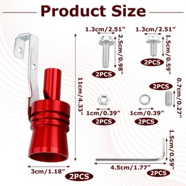 Pack of 2 Exhaust Sound Booster, Turbo Sound Simulator Whistle, Sound Booster, Aluminium Alloy Car Turbo, Sound Generator Car, for Cars on All Models, Red, Black
