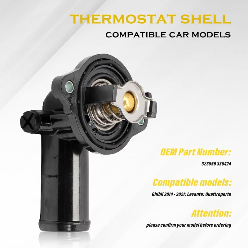 330424 Thermostat Housing Assembly Compatible with Maserati Ghibli Levante Quattroporte