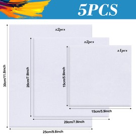6 Pzs Bastidor De Algodón Para Pintura Al Oleo, Tablero De Lona Para Pintura, Cuadros De Lienzo Para Pintar, Paneles De Lienzo Para Pintura Con 10 Pinceles Ara Pintura,15 * 15 Cm, 20 * 20cm, 30 * 25cm