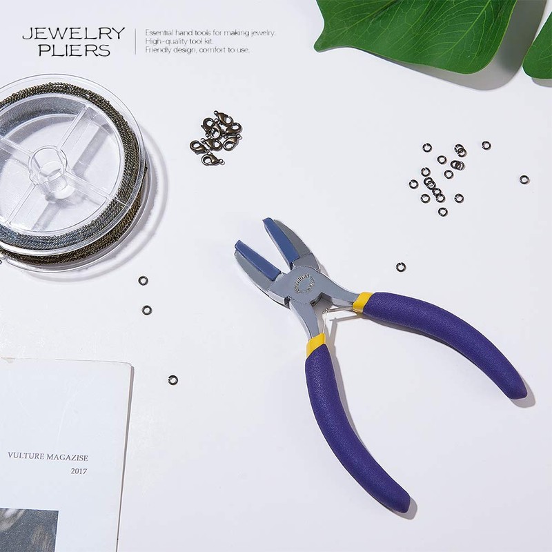 BENECREAT Double Nylon Jaw Flat Nose Pliers Mini Steel Wire