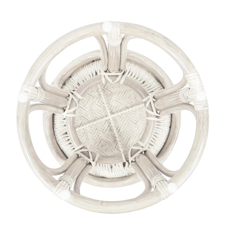 Breeze Handmade Rattan Wicker Stool Fully Assembled White Wash Color