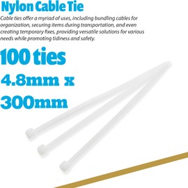 MEKEET White Multi-Purpose Cable Ties, Cable Ties Reusable, Nylon Zip Ties, Tie Wraps Heavy Duty, Secure Self-Locking Mechanism, for Household, Office, Garden and DIY