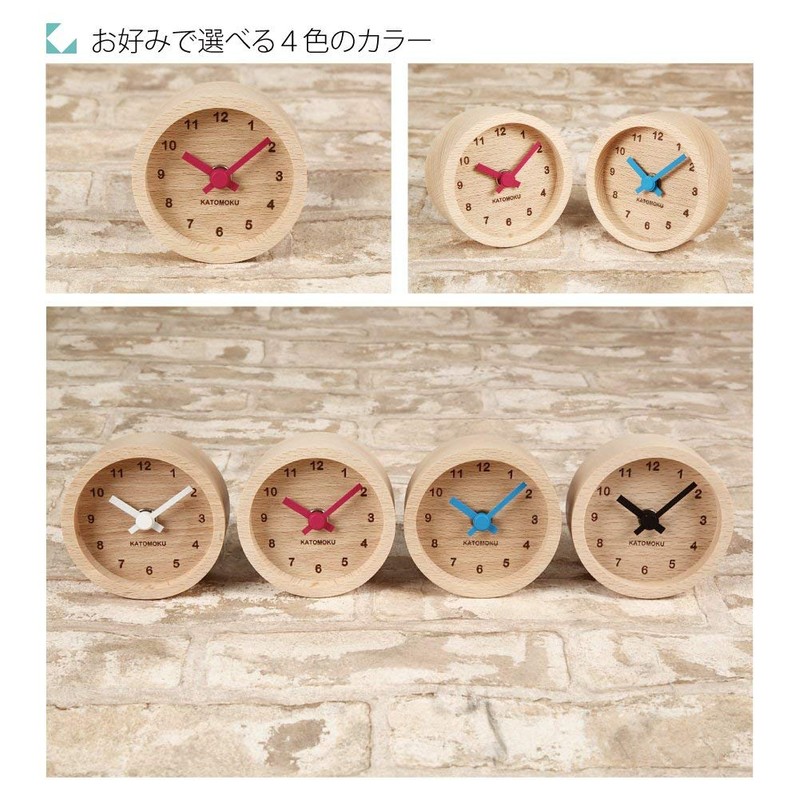 KATOMOKU mini clock round red wood beech km-26