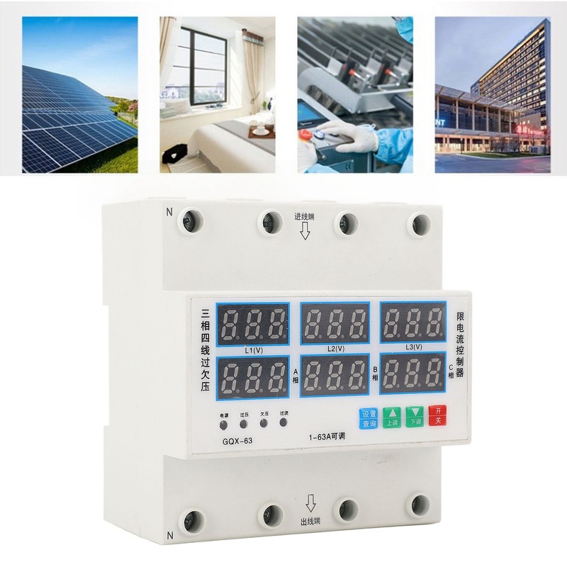 Over Under Voltage Protector 3 Phase 4 Wire Adjustable Voltage