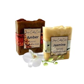 Natural handmade soap bar vegan with premium essential oils 2 pack, Jasmine and Amber sent, All skin types, moisturizing, 100% natural ingredients, made with organic oils, men woman kids