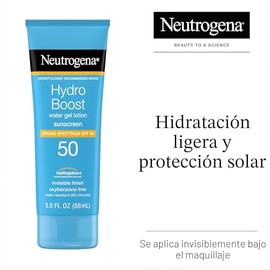 Neutrogena Hydro Boost - Loción hidratante de gel de agua con protección solar de amplio espectro SPF 50, loción protectora solar hidratante resistent