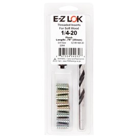 E-Z Hex Thread Repair Kit for Soft Wood Flush Threaded Inserts 1/4-20 x 20mm, Drill, Installation Tool