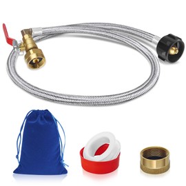 Boltigen Propane Refill Adapter for 1 lb. Tanks, Stainless Steel Braid QCC1 Propane Refill Adapter, Propane Filler Adapter 1 Pound with Shut Off Valve, Propane Gas Convertor, for 1lb Bottle Refill