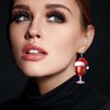 Christmas Red Wine Glass Earrings for Women Christmas Hats Dangle
