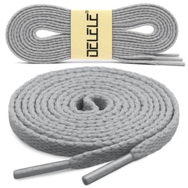 DELELE Flat Shoe Laces for Sneakers: 59 inch Light Grey 6/25 inch Narrow Athletic Shoelaces 2 Pair