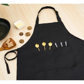 H.BETTER Kid Apron Adjustable Strap with 2 Pockets Painting Cooking Craft Backing Unisex Age 5-12 (Black)