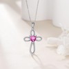 VONALA Cross Necklaces 925 Sterling Silver October Tourmaline Birthstone Heart