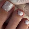 Fake Toe Nails - Glitter Silver False Toenails - 24pcs