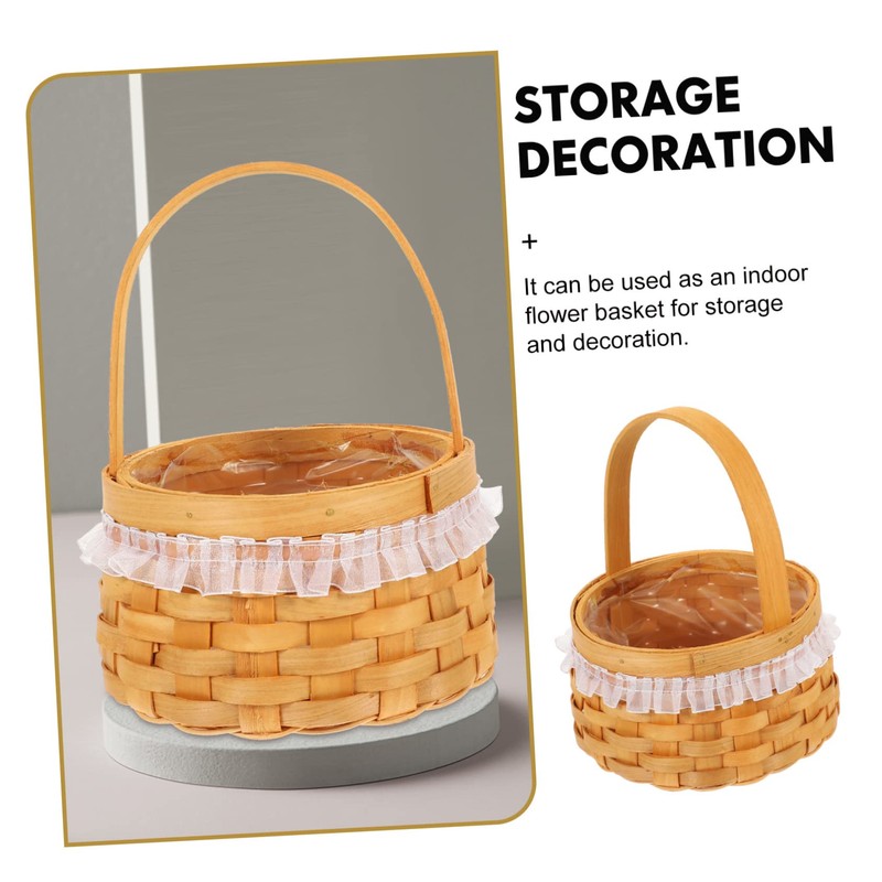 KOMBIUDA Woven Flower Arrangement Basket with Handle for Home Decor