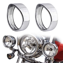 NTHREEAUTO - Luces de paso de motocicleta de 4.5 pulgadas, bisel de visera chapado en cromo, compatible con Harley Touring Road King Softail Street Glide Sportster Electra Glide de 1962 y posteriores
