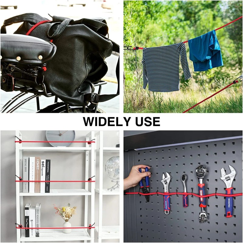 WORKPRO 24 Inch Bungee Cord with Hooks Red 4 Pack