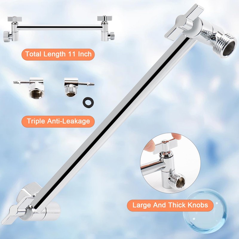 High Pressure Shower Head with 11 IN Adjustable Arm, HarJue