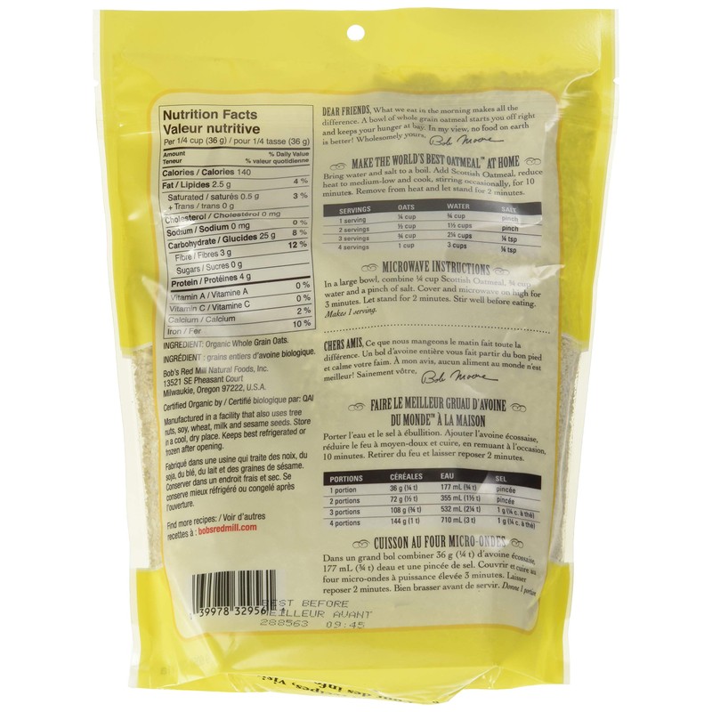 Bobs Red Mill Scottish Oatmeal, Organic, 567 Grams