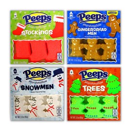 Christmas Candy Marshmallows, Colorful Sugar Coated Character Shaped Marshmallow Stocking Stuffers, Pack of 4, 24 Pieces