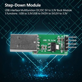 CE009 Step-Down Module, Step-Down USB Power Supply Module, 5 V to 3.3 V DC Power Source Converter