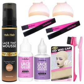 Dolahair Lace Tint Mousse For Wigs Tint Foam Melting Mousse For Lace Front Wig Install Kit Knots Bleaching With 2 Melting Band Lace Glue Adhesive - Lace tint color: Dark brown-lace tint