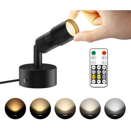TuyuBEE Muti-Color Zoomable LED Spot Lights Indoor Uplighting with Remote & Timer, 5W Up Lights Indoor Dimmable Plant Spotlight Uplights Accent Lighting, Floor Spotlight Lamp - Black