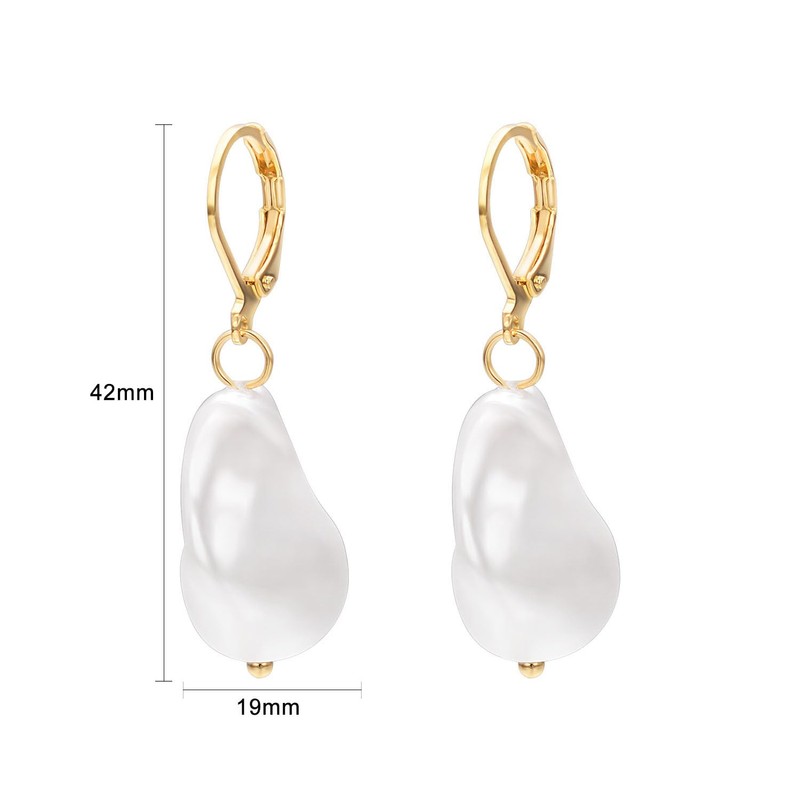 Vissen White Baroque Pearl Drop Earrings For Women Gold Plated