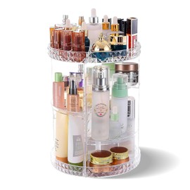 Transforma tu baño o recámara con GVTECH: Organizador Giratorio 360 Grados de Acrílico Transparente con 7 Niveles Ajustables de gran capacidad perfecto para maximizar