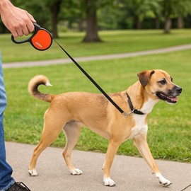 PETS&MORE | Correa Retráctil de 3 m para Perros | Color Rojo | Control con Botón de Freno y Extensión Automática | Mango Ergonómico y Broche Metálico Seguro | para Paseos Cómodos y Seguros