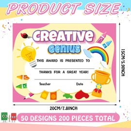 Weekgrat 200 Pcs End of School Year Student Award Certificates Class Student Recognition Superlatives Certificates End of Year Achievement Graduation Gifts for Kids Teacher Classroom School Supplies